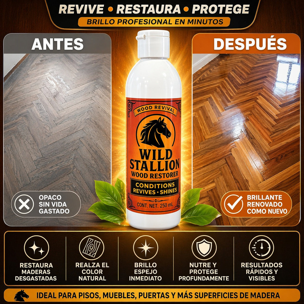 Restaurador de Madera Wild Stallion - Revive tu madera sin esfuerzo🚪