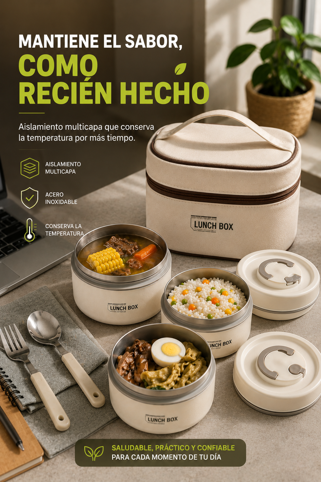 Contenedor Almuerzo Portátil x4 Sets